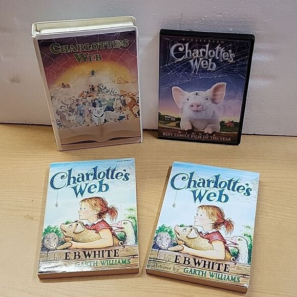 Charlotte's Web vhs movie and 2 paperback books + DVD movie - Picture 1 of 7